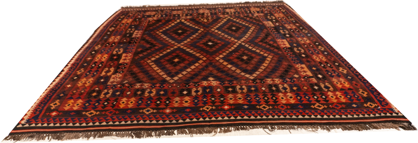 W 8.7 L 10.2 Kilim 100% Wool Hand-Woven All-Over Design - 20401