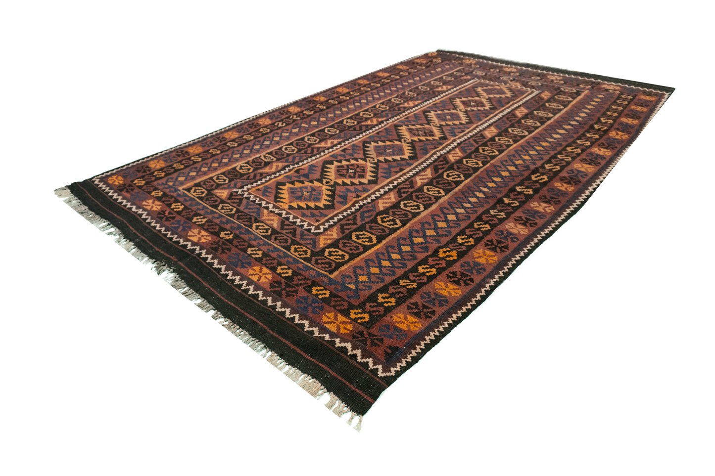 W 6.7 L 10.6 Kilim 100% Wool Hand-Woven Modern Design - 20412
