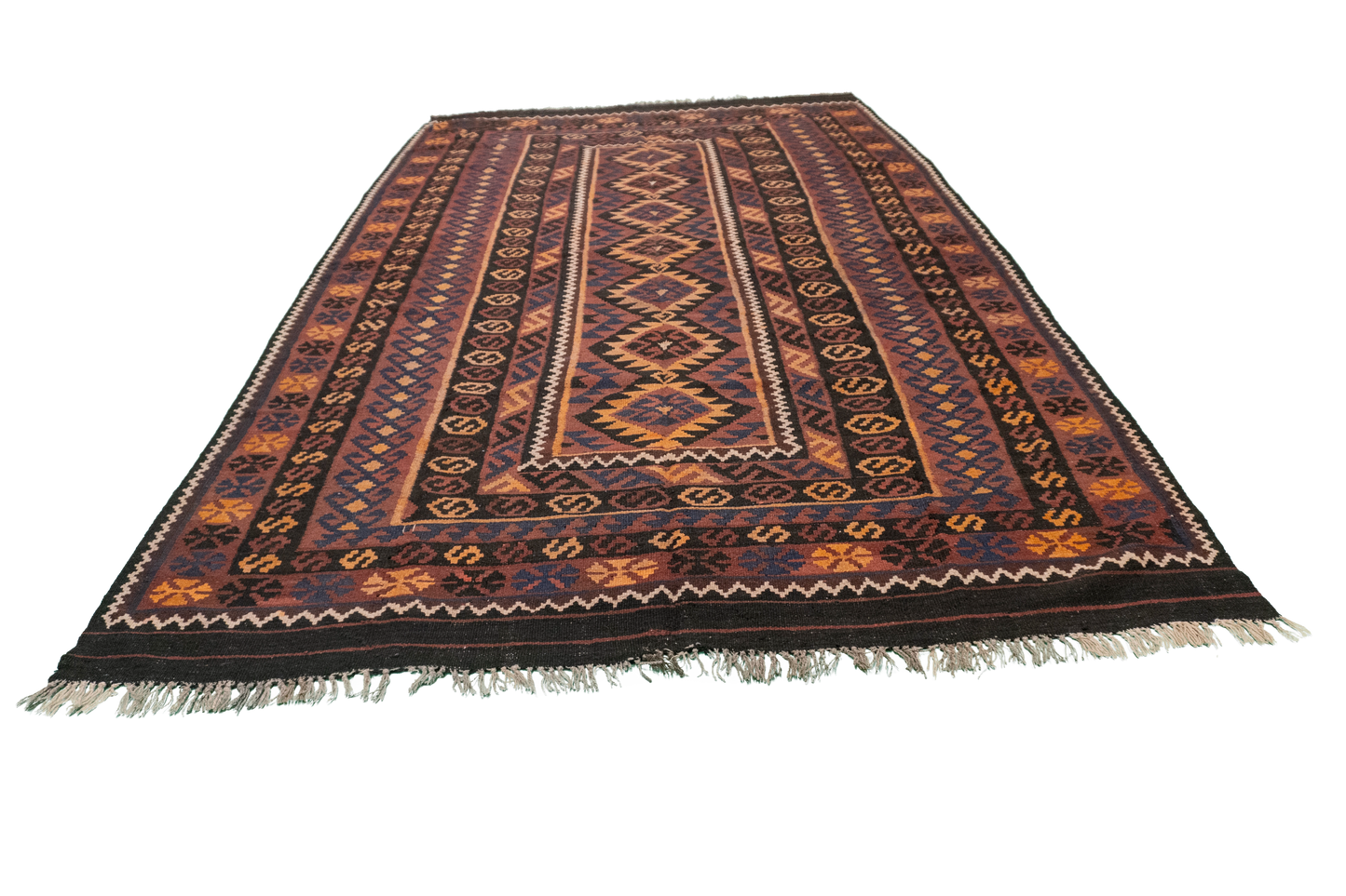 W 6.7 L 10.6 Kilim 100% Wool Hand-Woven Modern Design - 20412