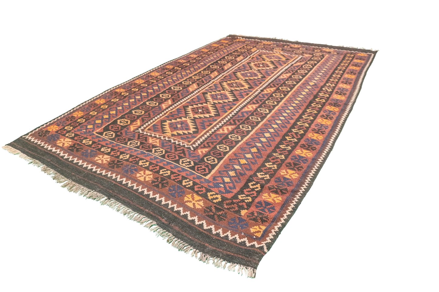 W 6.7 L 10.6 Kilim 100% Wool Hand-Woven Modern Design - 20412