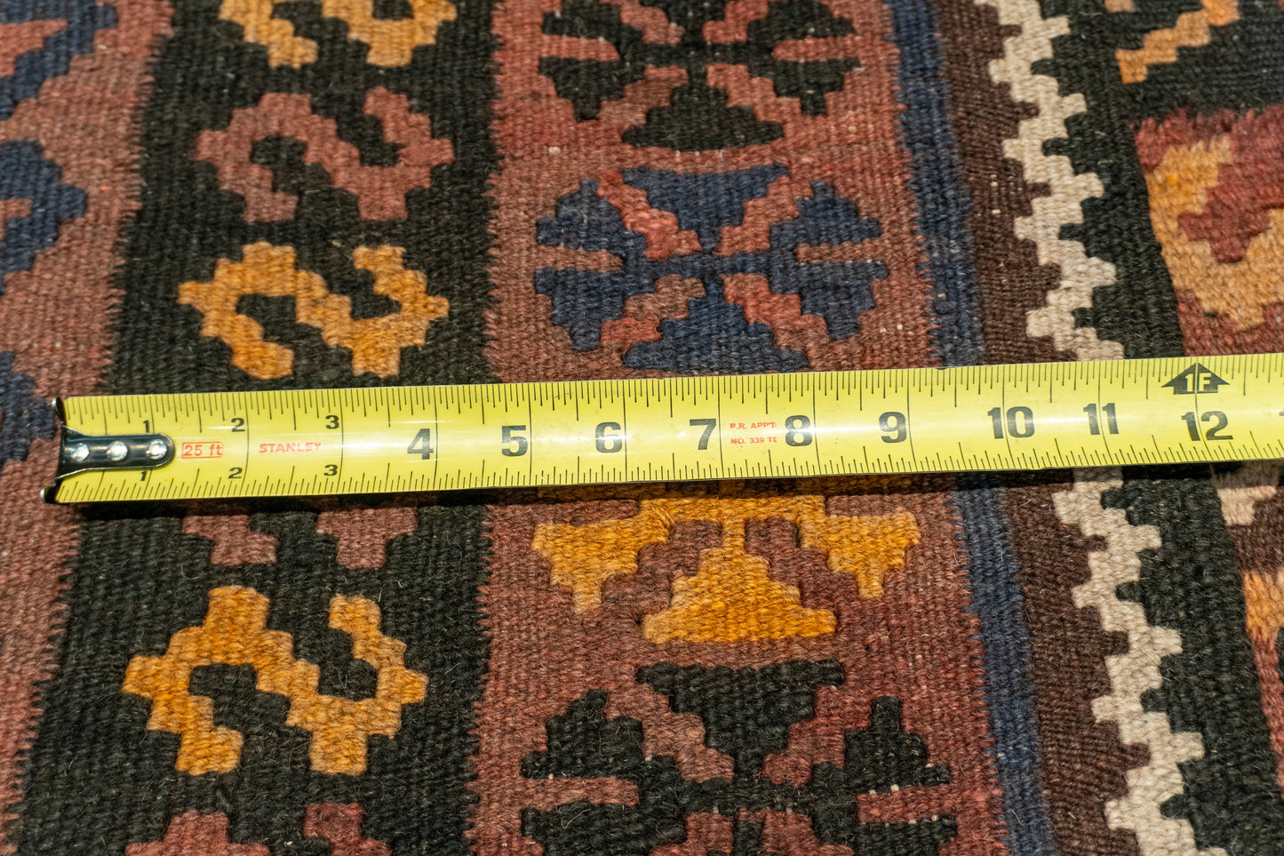 W 6.7 L 10.6 Kilim 100% Wool Hand-Woven Modern Design - 20412