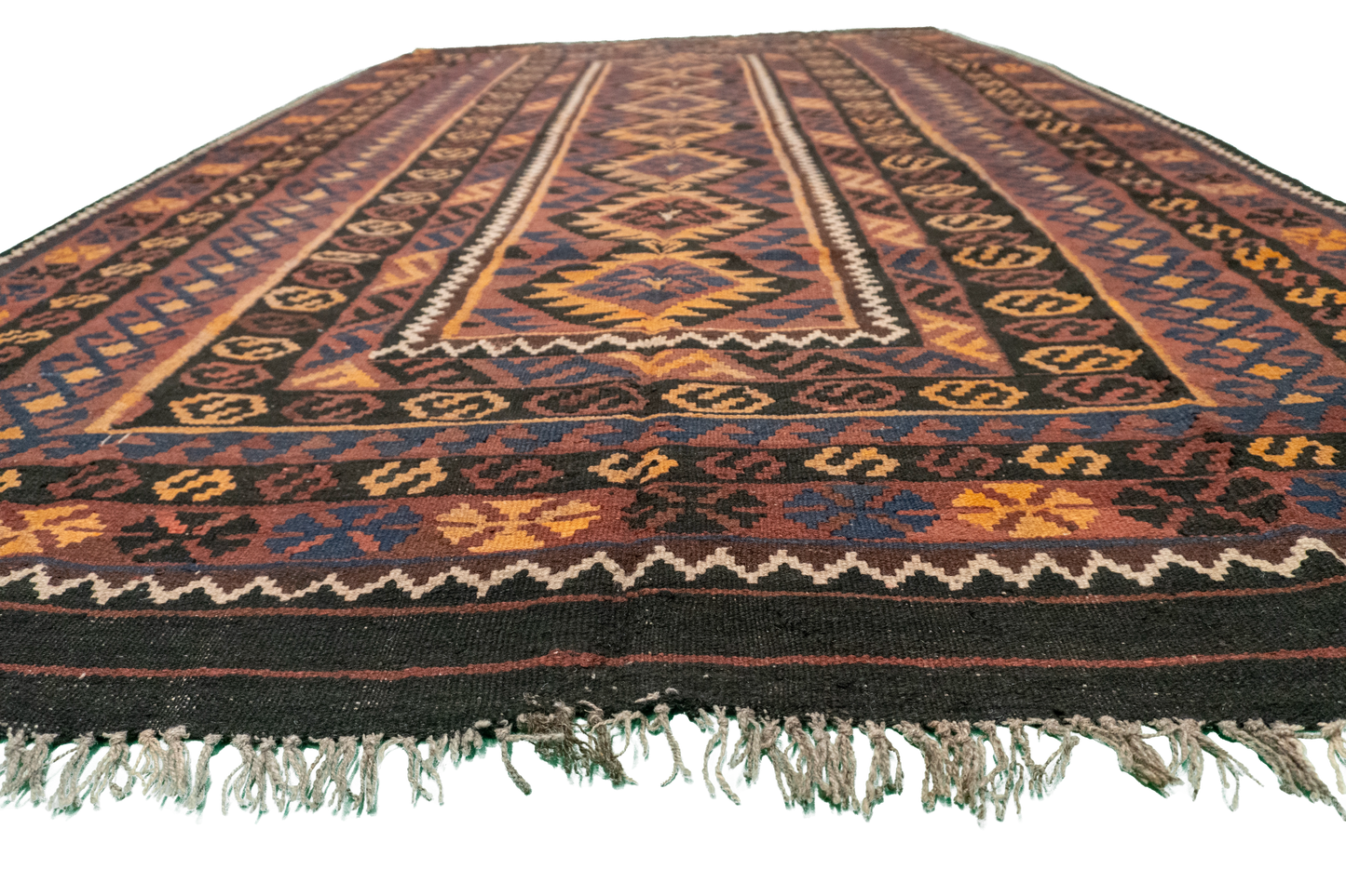 W 6.7 L 10.6 Kilim 100% Wool Hand-Woven Modern Design - 20412