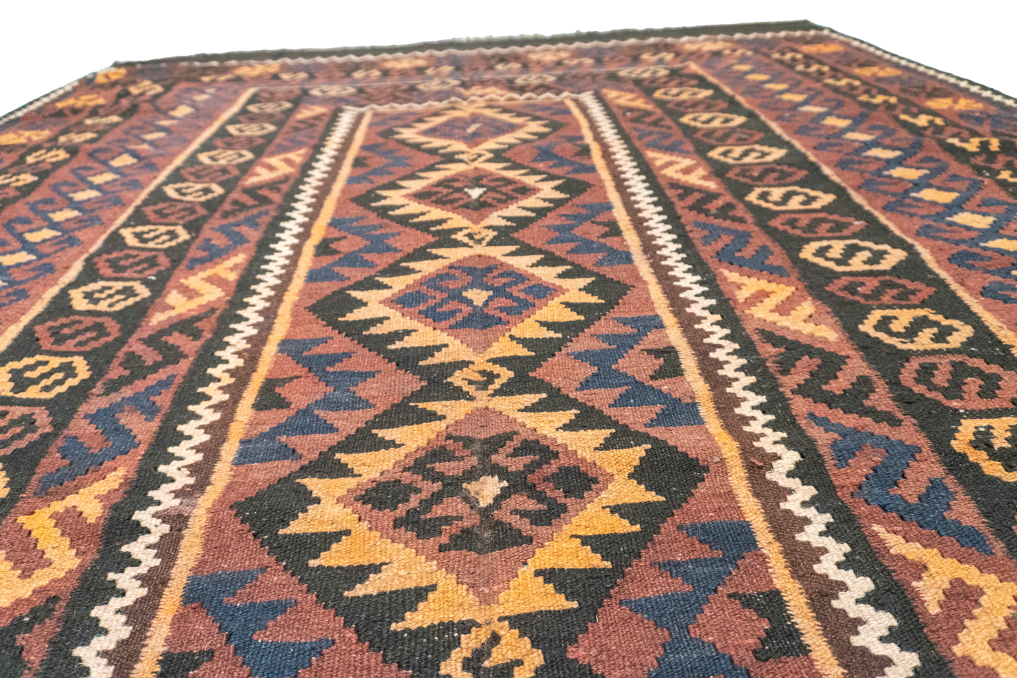 W 6.7 L 10.6 Kilim 100% Wool Hand-Woven Modern Design - 20412