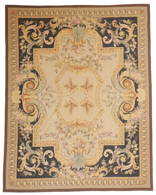 7.11 x 9.11 - Needle Point Wool All Over Rectangle - Finest Hand-Knotted Quality Wool — 20472