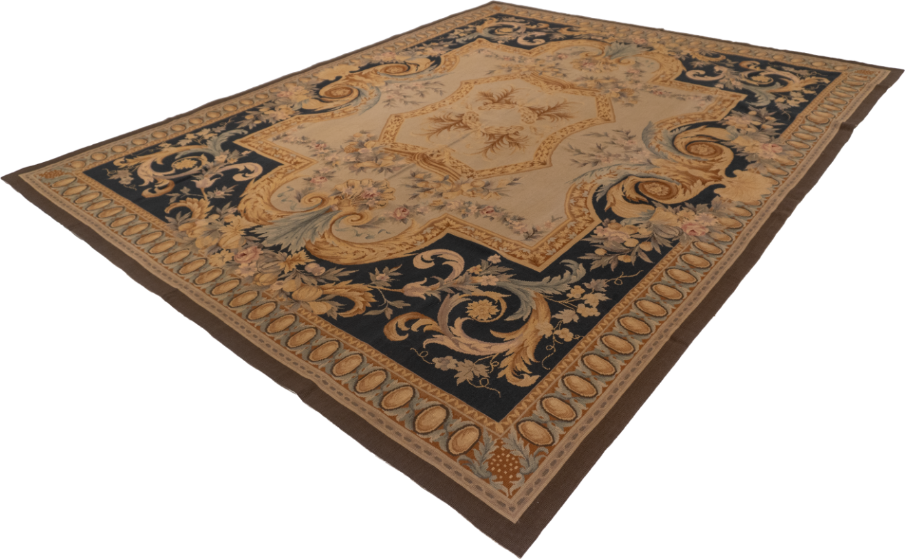 W 7.11 L 9.11 Needle Point 100% Wool Hand-Woven All-Over Design - 20472