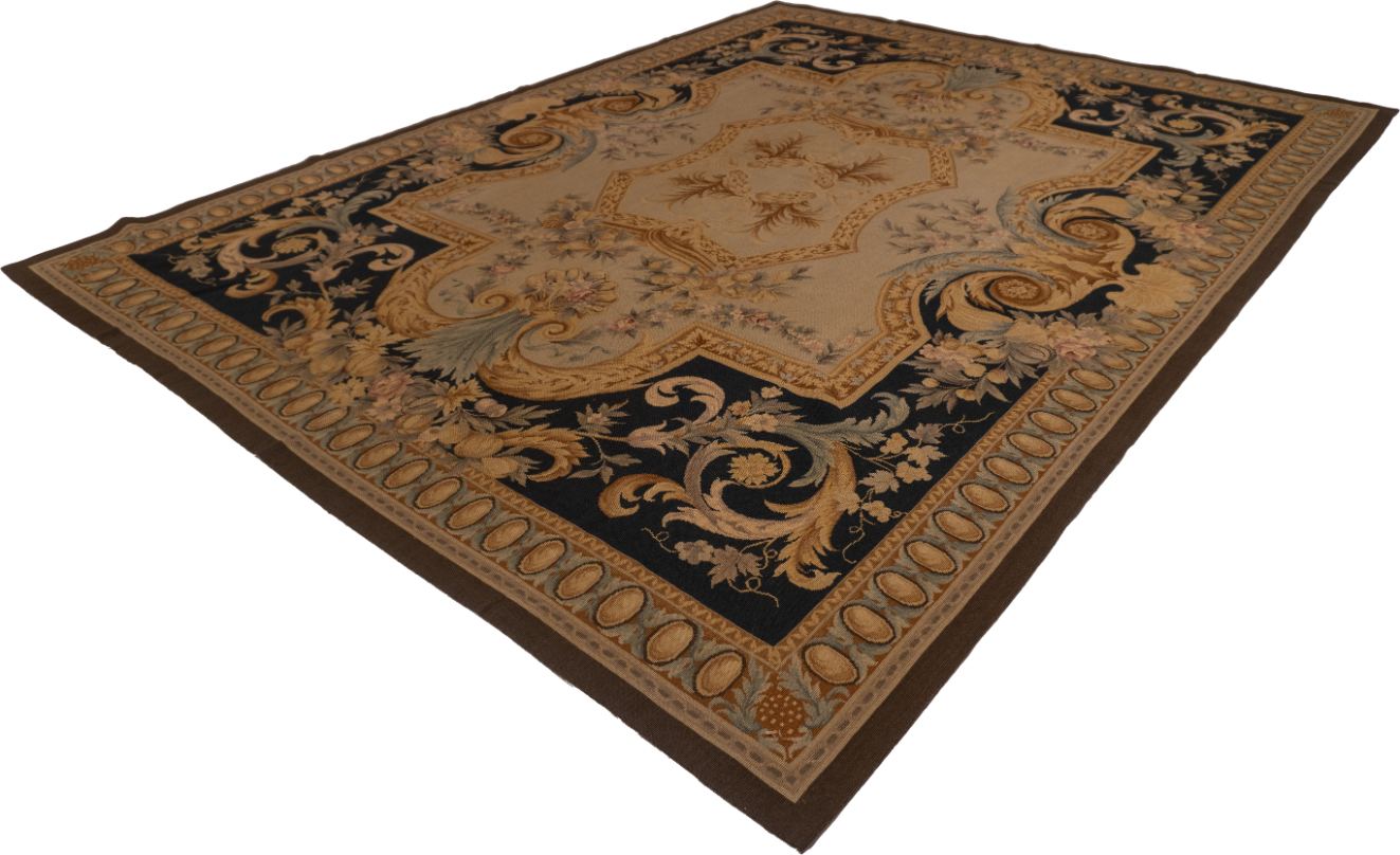 W 7.11 L 9.11 Needle Point 100% Wool Hand-Woven All-Over Design - 20472