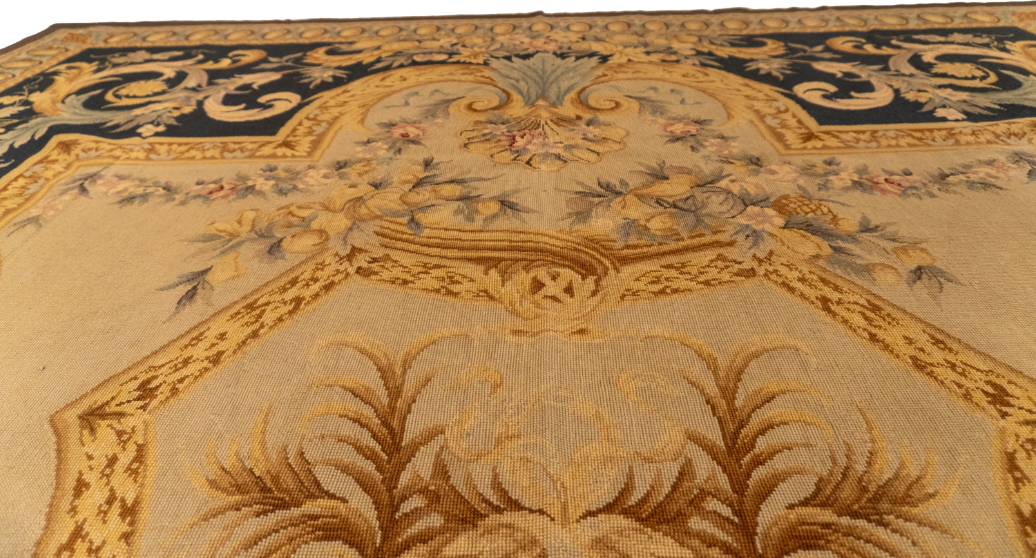 W 7.11 L 9.11 Needle Point 100% Wool Hand-Woven All-Over Design - 20472