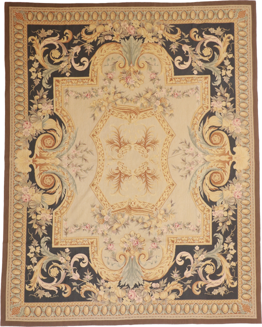 W 7.11 L 9.11 Needle Point 100% Wool Hand-Woven All-Over Design - 20472