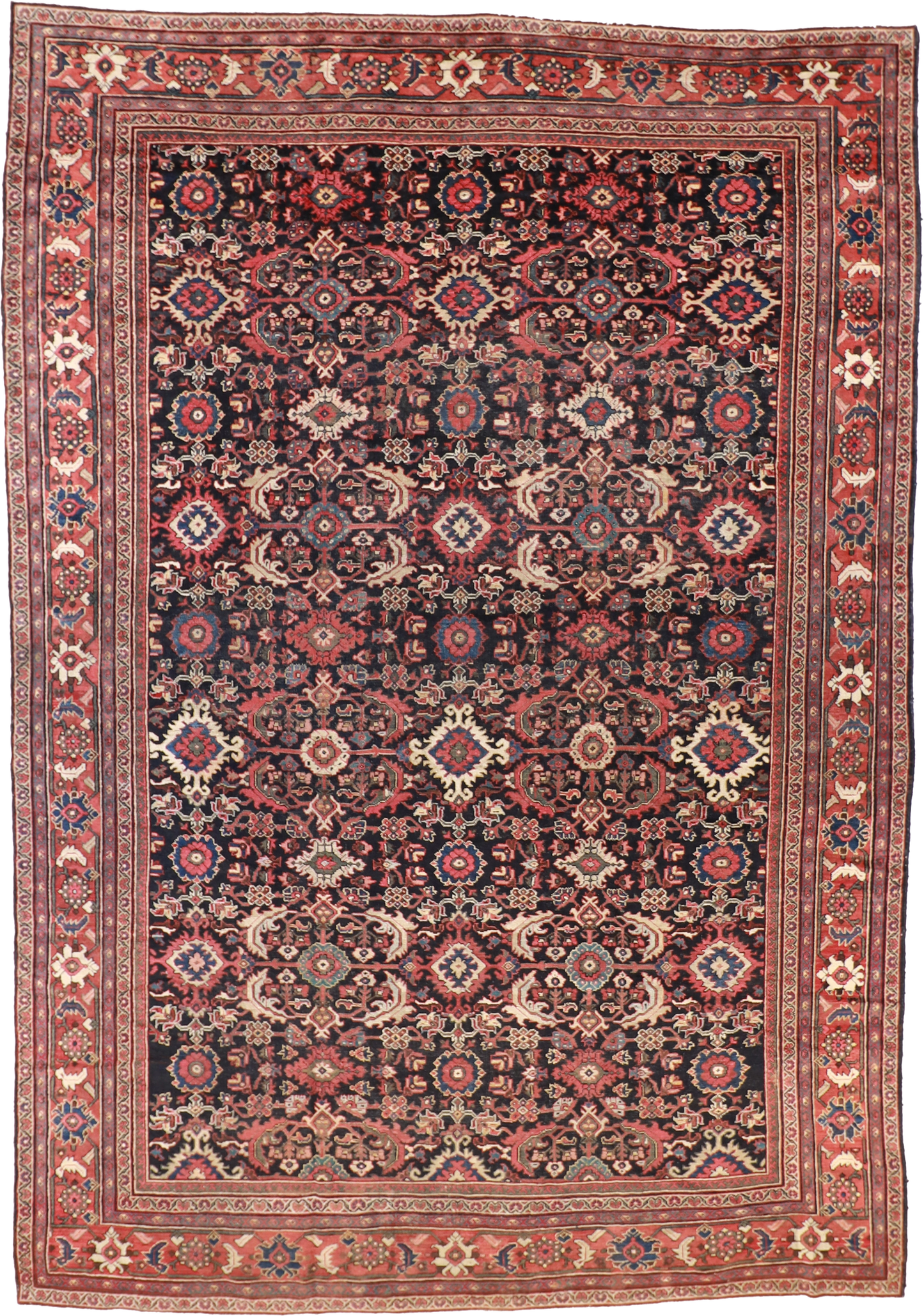 W 10.6 - L 14.11 - Mahal Fine All Over Rectangle - Finest Hand-Knotted Quality Wool - 20604