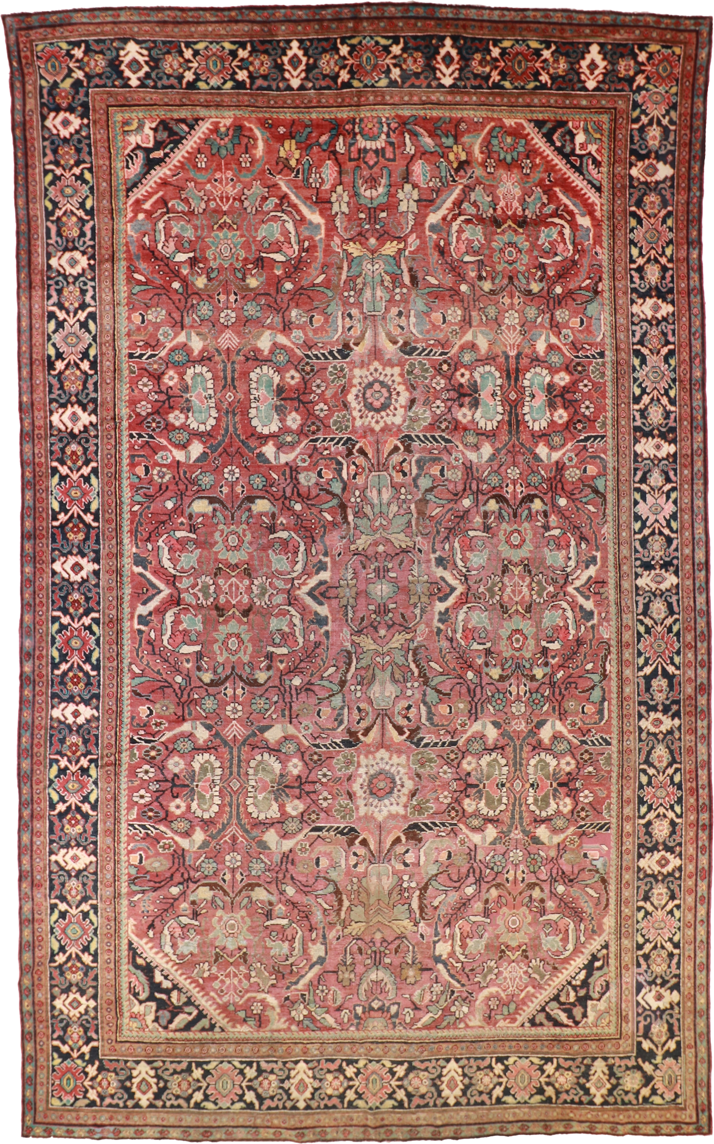 W 10.3 - L 16.8 - Mahal Fine All Over Rectangle - Finest Hand-Knotted Quality Wool - 20606