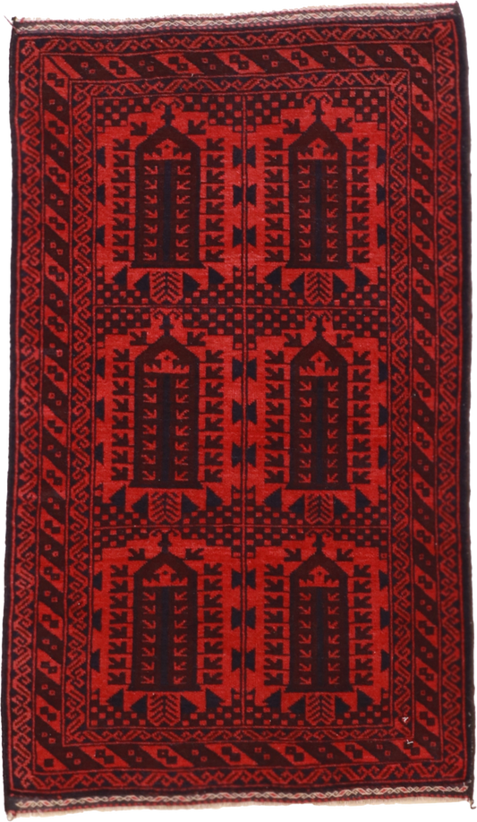 W 2.7 L 4.3 Baluch 100% Wool Hand-Woven All-Over Design - 20705