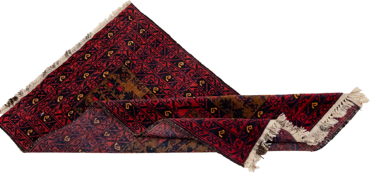 W 2.8 L 4.6 Baluch 100% Wool Hand-Woven All-Over Design - 20757