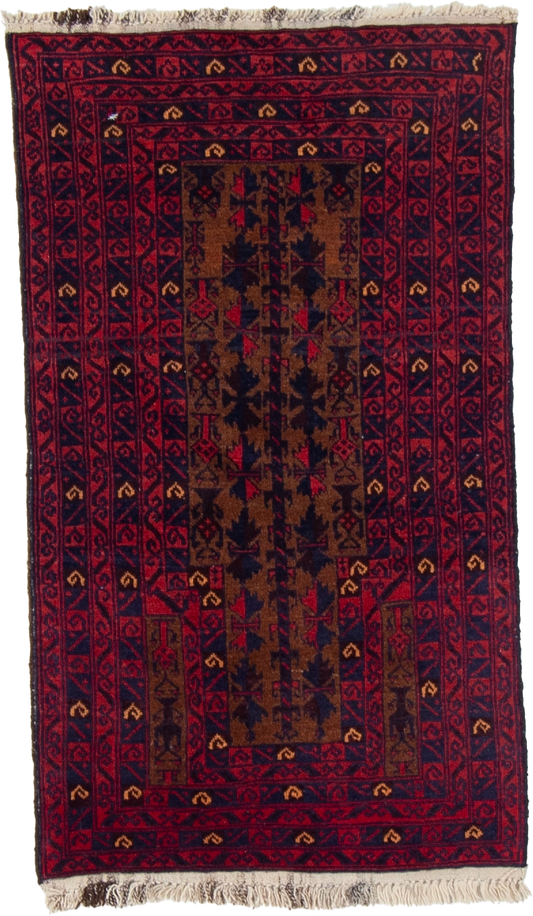 W 2.8 L 4.6 Baluch 100% Wool Hand-Woven All-Over Design - 20757