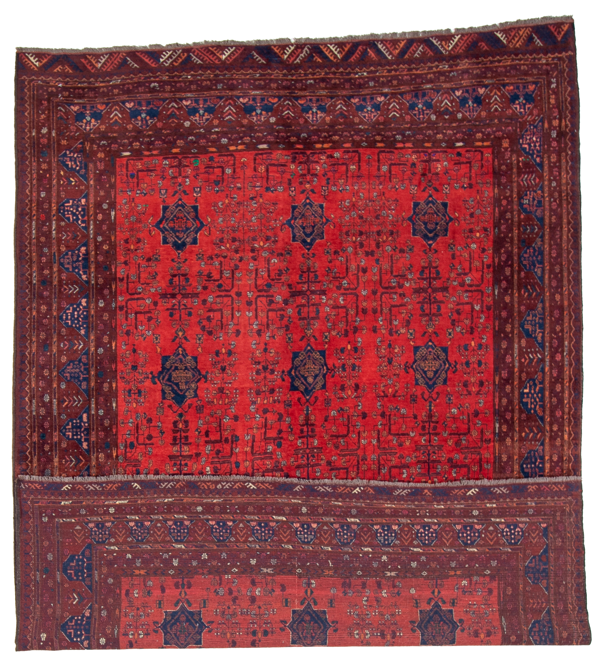 W 6.11 L 9.5 Turkaman 100% Wool Hand-Woven All-Over Design - 20788