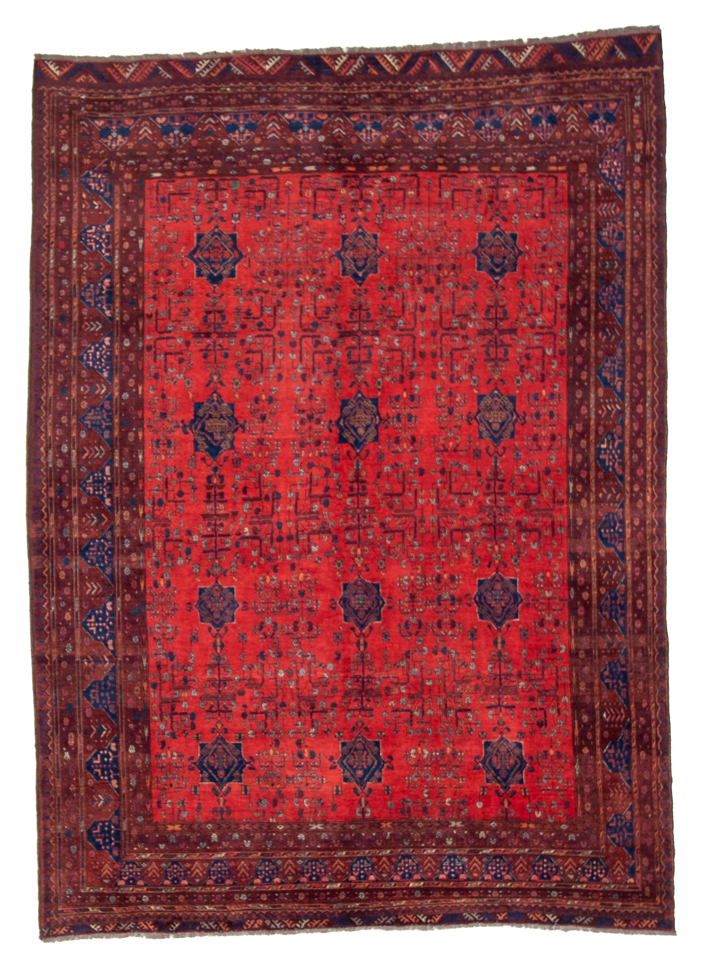 W 6.11 L 9.5 Turkaman 100% Wool Hand-Woven All-Over Design - 20788
