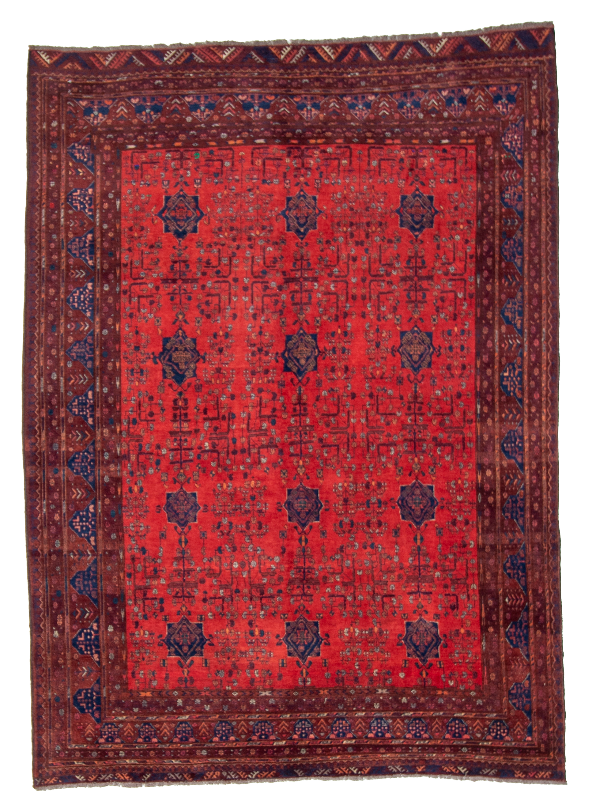 W 6.11 L 9.5 Turkaman 100% Wool Hand-Woven All-Over Design - 20788