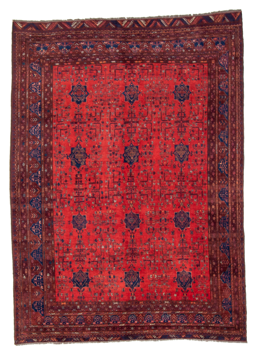 W 6.11 L 9.5 Turkaman 100% Wool Hand-Woven All-Over Design - 20788
