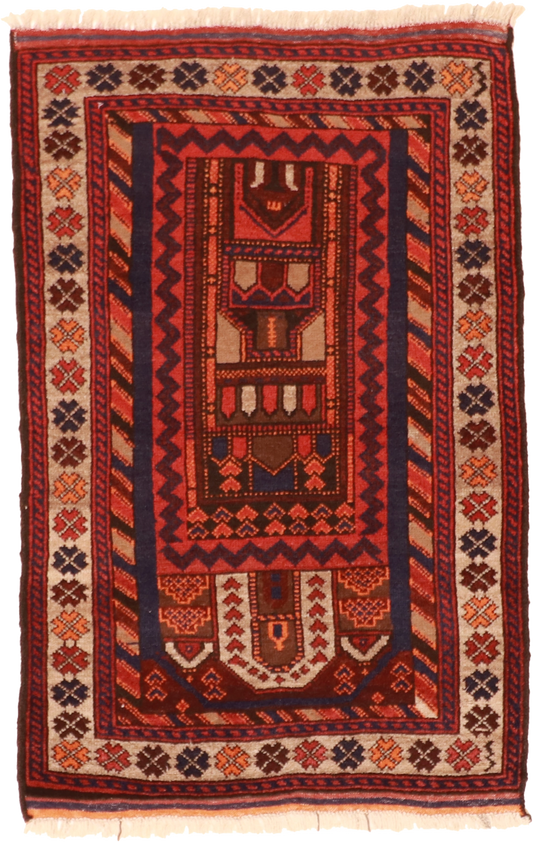 W 3.1 L 4.8 Baluch 100% Wool Hand-Woven All-Over Design - 20803