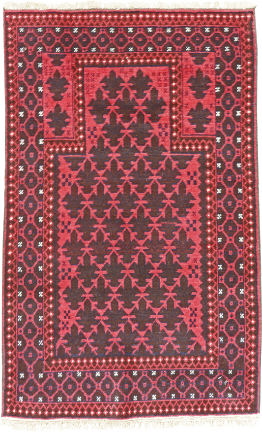 W 2.9 L 4.5 Baluch 100% Wool Hand-Woven Geometric Design - 20811