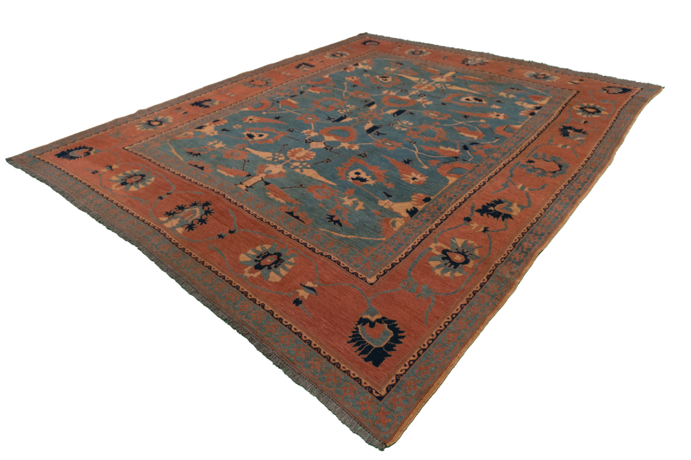 W 8.2 L 9.8 Sumak 100% Wool Hand-Woven All-Over Design - 20815