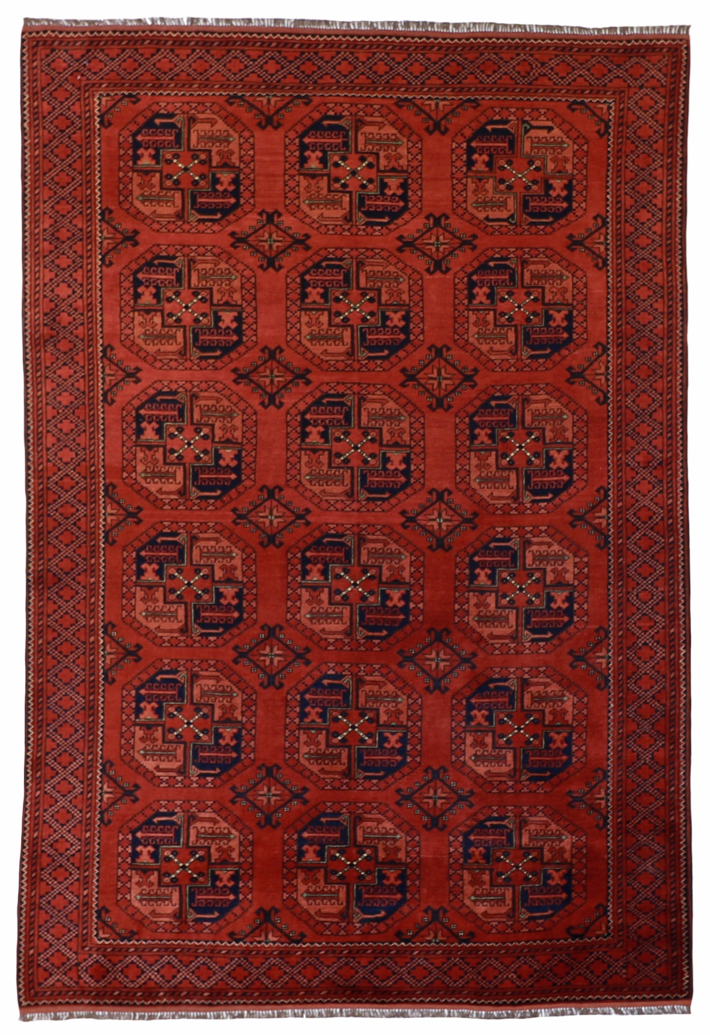 W 6 L 8.10 Turkaman 100% Wool Handmade Geometric Design - 20936