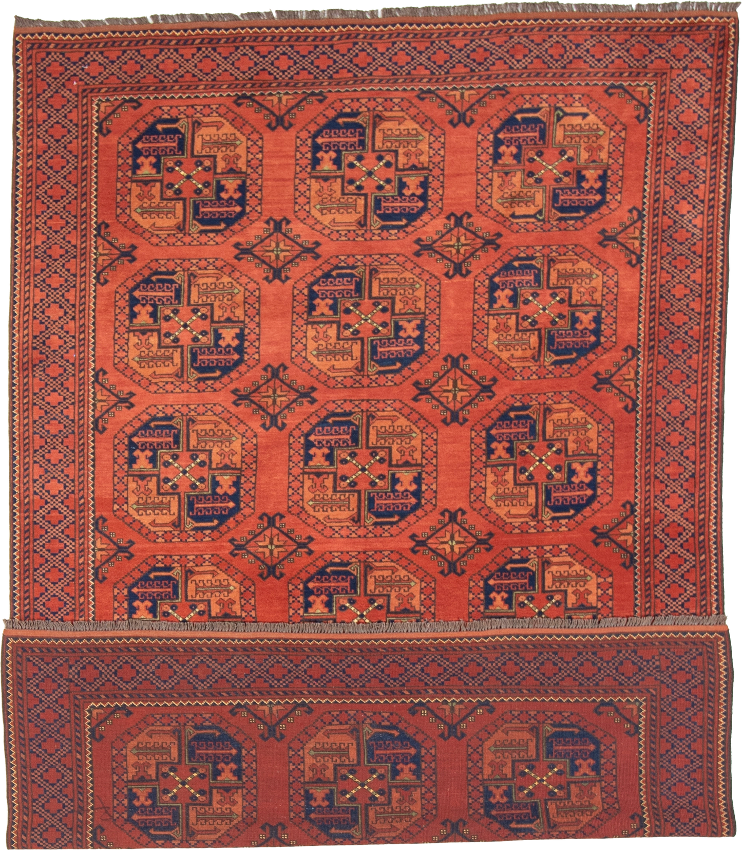 W 6 L 8.10 Turkaman 100% Wool Hand-Woven Geometric Design - 20936