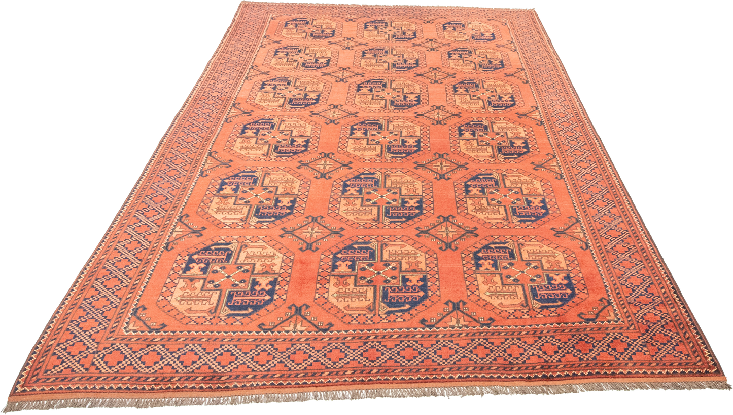 W 6 L 8.10 Turkaman 100% Wool Hand-Woven Geometric Design - 20936