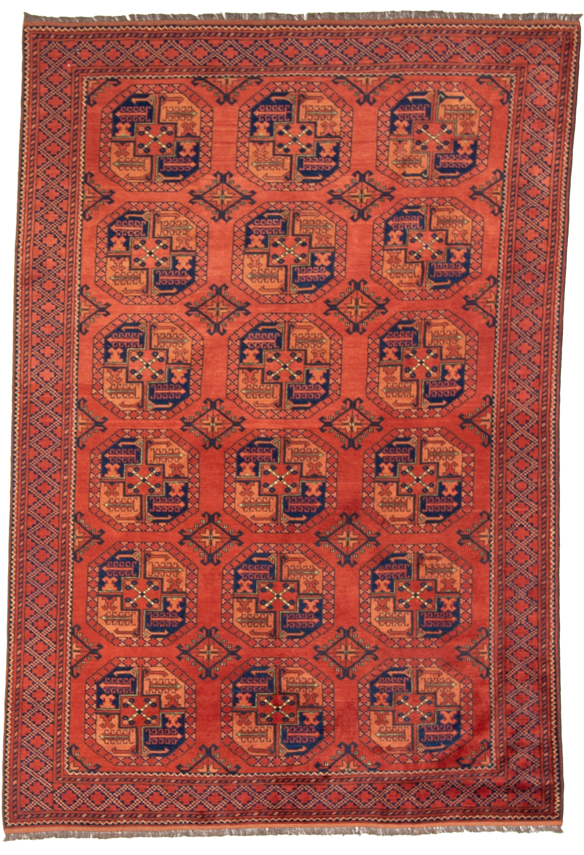 W 6 L 8.10 Turkaman 100% Wool Hand-Woven Geometric Design - 20936