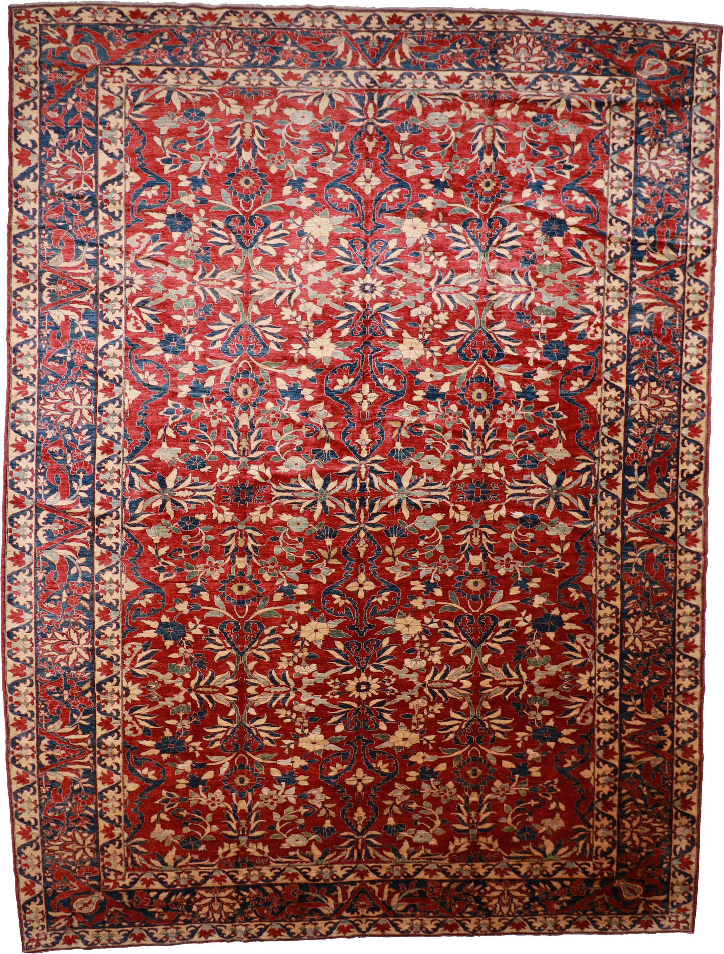W 14.4 L 18.9 Shirvan 100% Wool Hand-Woven All-Over Design - 21131