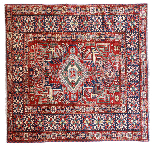 W 5.10 L 6 Shirvan 100% Wool Handmade Geometric Medallion Design - 21278