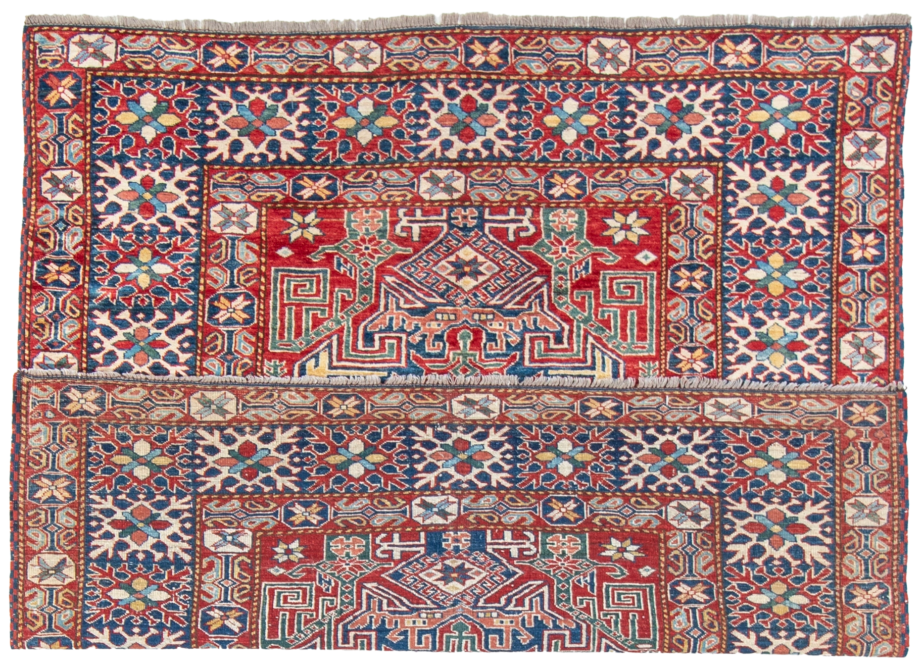 W 5.10 L 6 Shirvan 100% Wool Hand-Woven Geometric Medallion Design - 21278