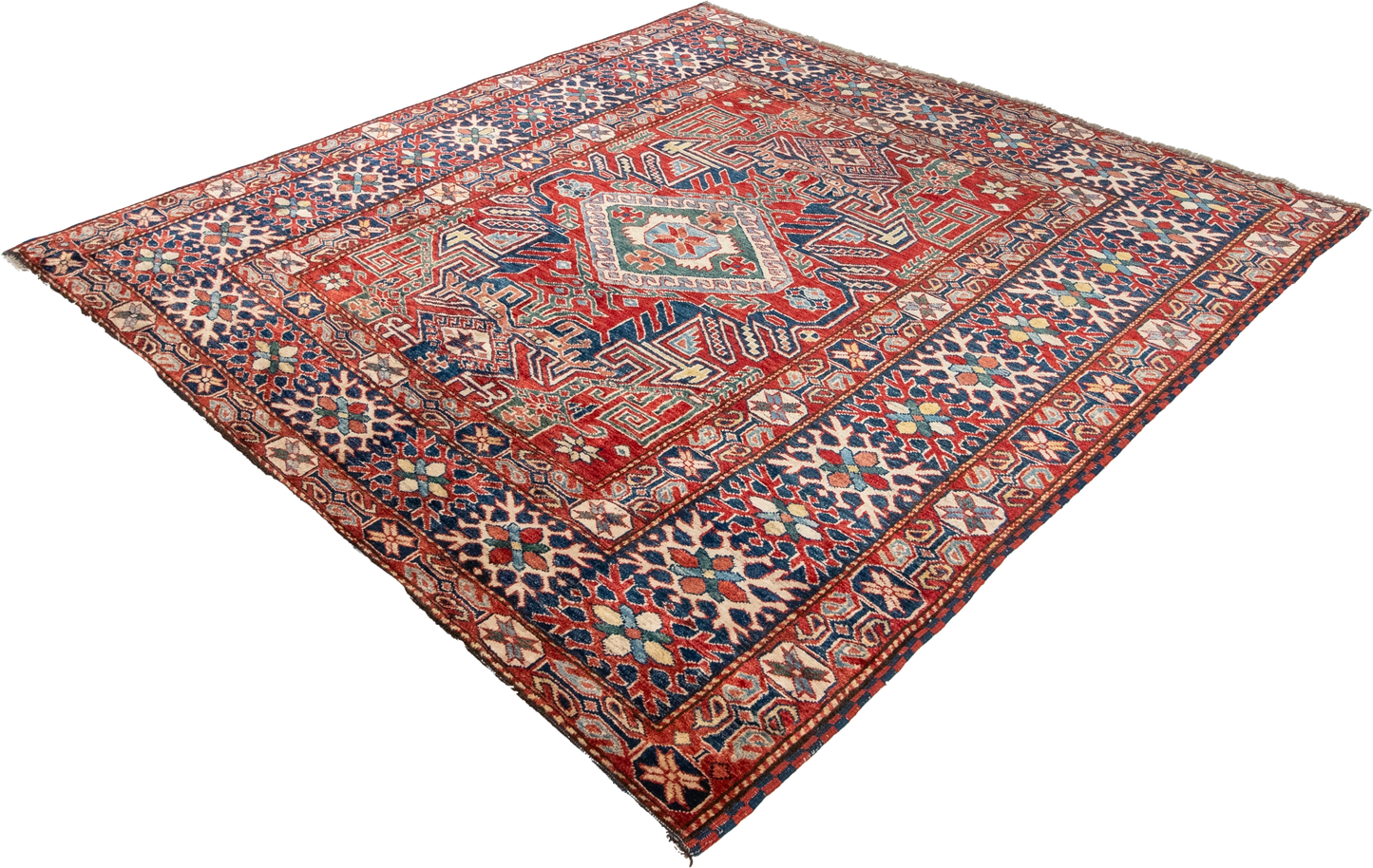 W 5.10 L 6 Shirvan 100% Wool Hand-Woven Geometric Medallion Design - 21278