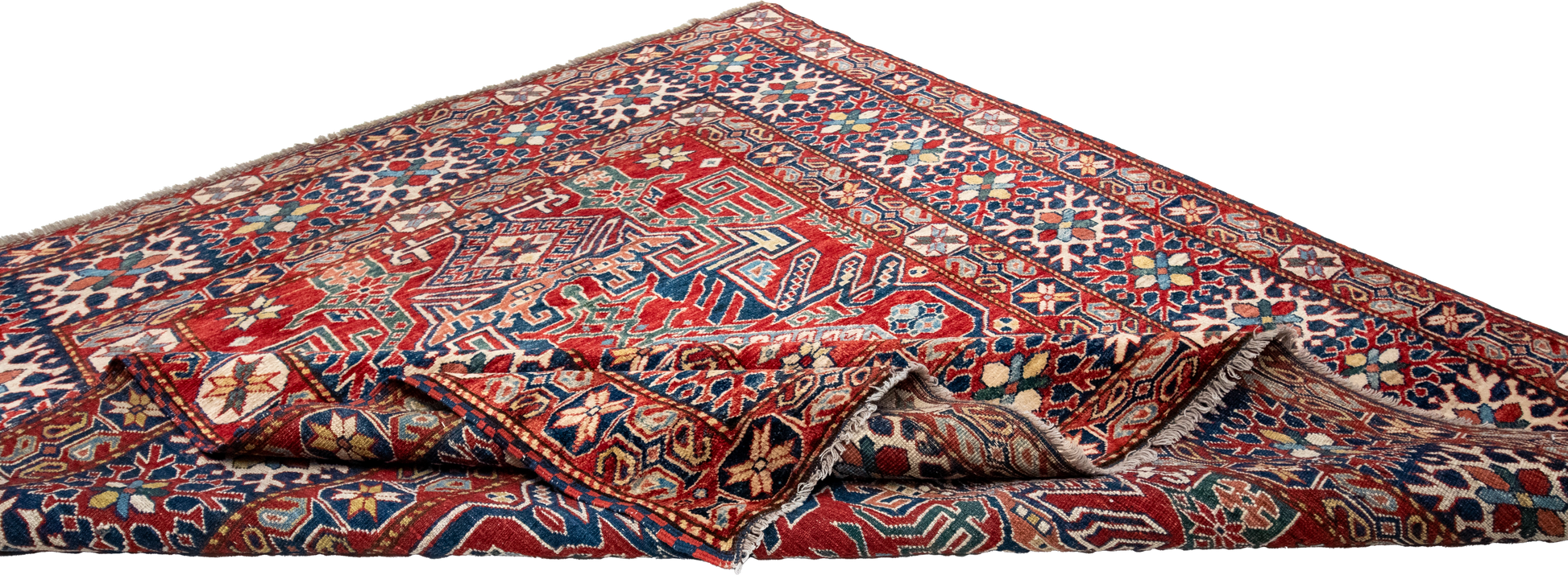 W 5.10 L 6 Shirvan 100% Wool Hand-Woven Geometric Medallion Design - 21278