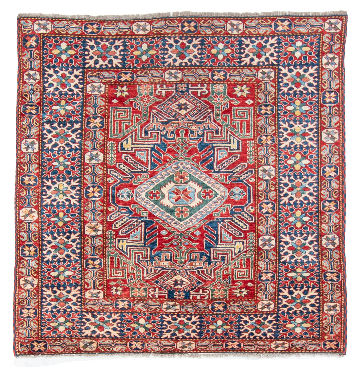 W 5.10 L 6 Shirvan 100% Wool Hand-Woven Geometric Medallion Design - 21278