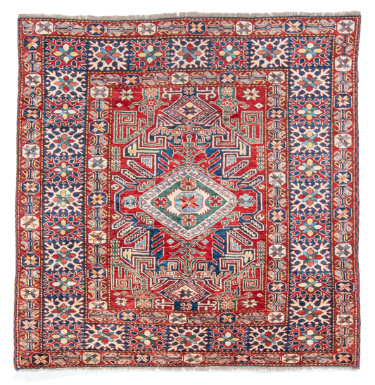 W 5.10 L 6 Shirvan 100% Wool Hand-Woven Geometric Medallion Design - 21278