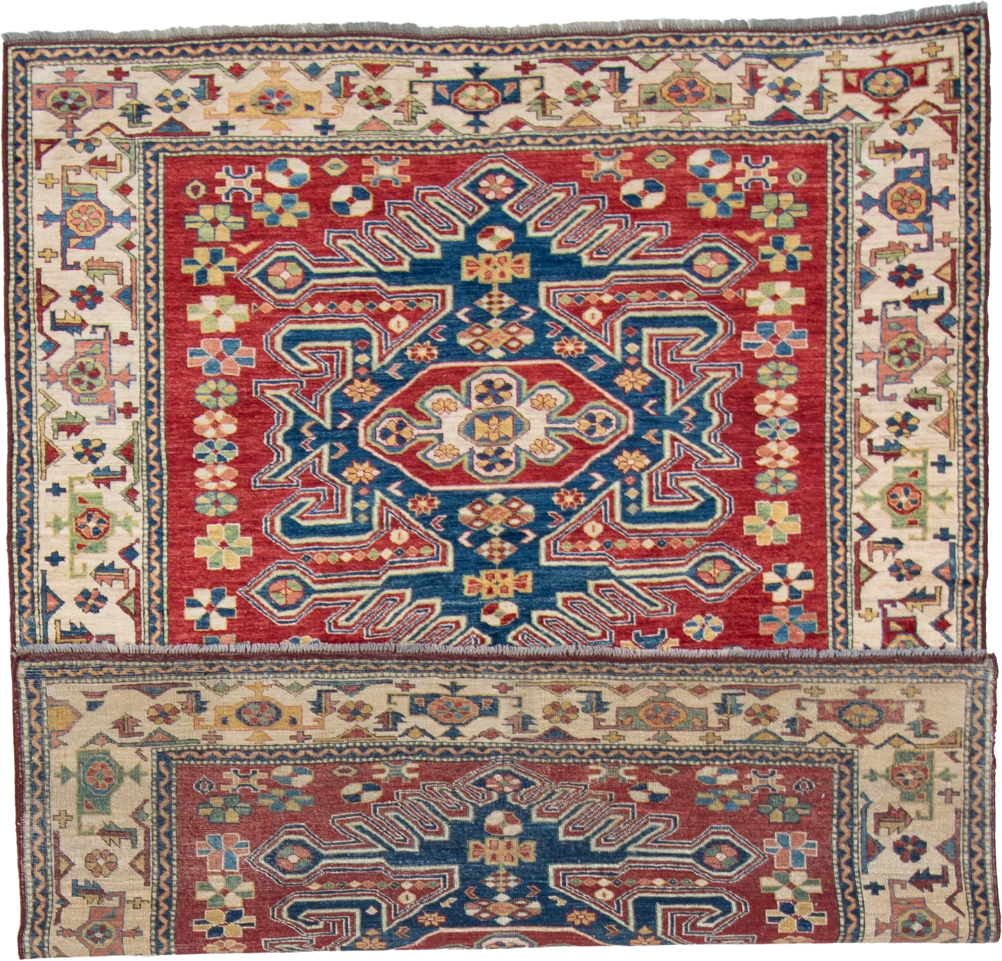 W 6.2 L 7.8 Shirvan 100% Wool Hand-Woven Geometric Design - 21303