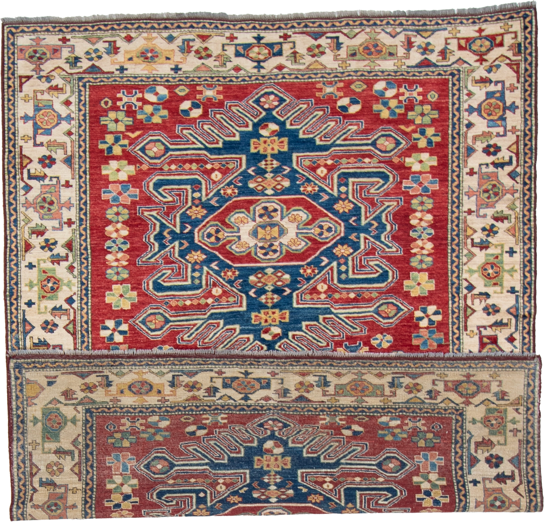 W 6.2 L 7.8 Shirvan 100% Wool Hand-Woven Geometric Design - 21303