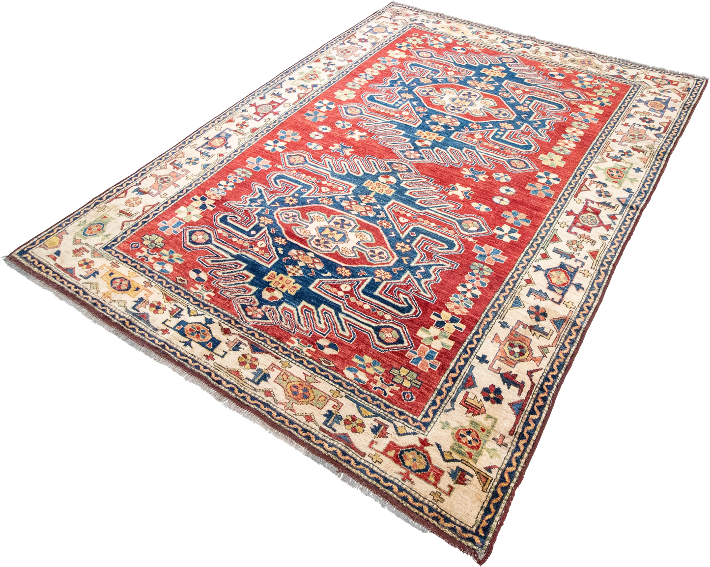 W 6.2 L 7.8 Shirvan 100% Wool Hand-Woven Geometric Design - 21303