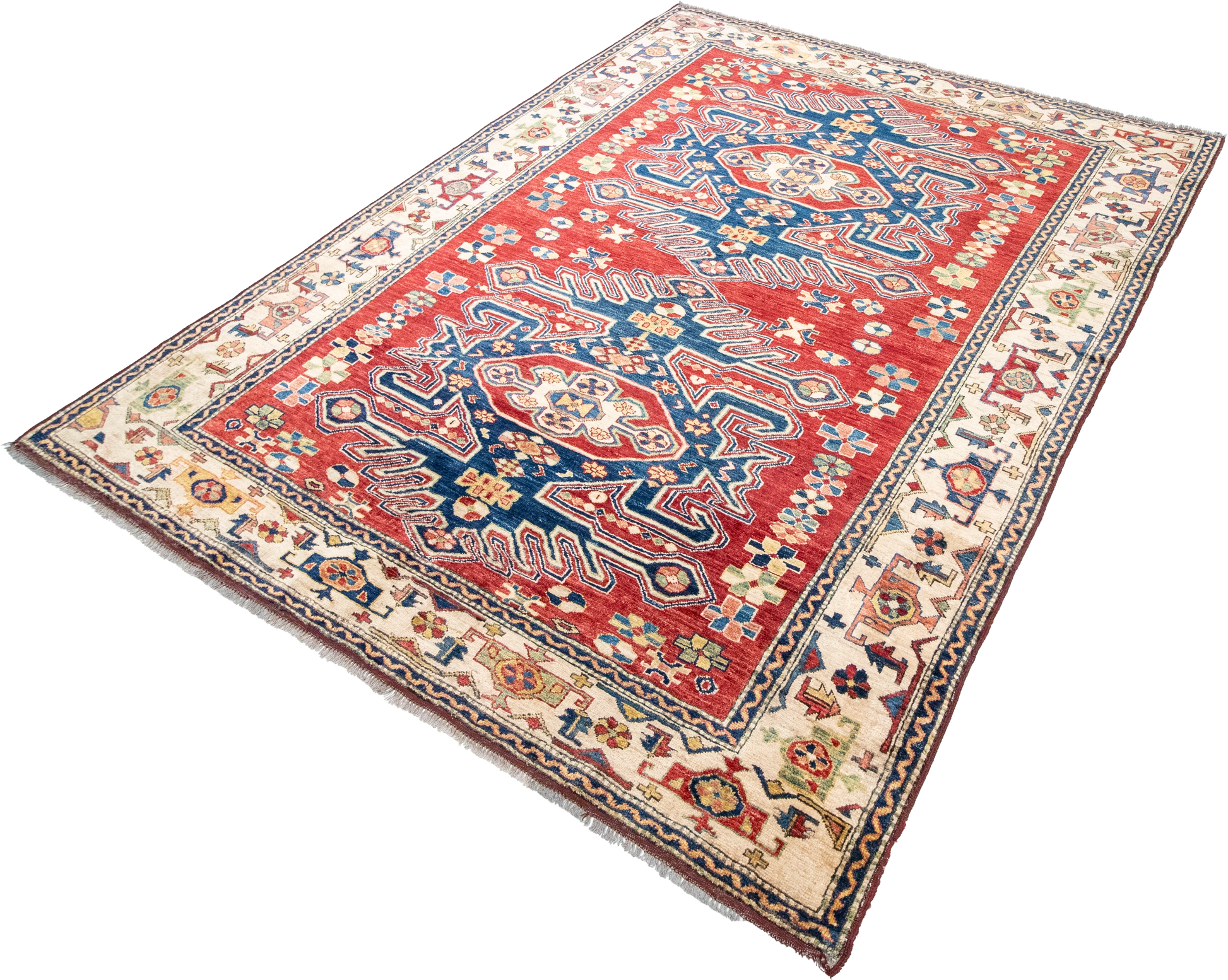 W 6.2 L 7.8 Shirvan 100% Wool Hand-Woven Geometric Design - 21303