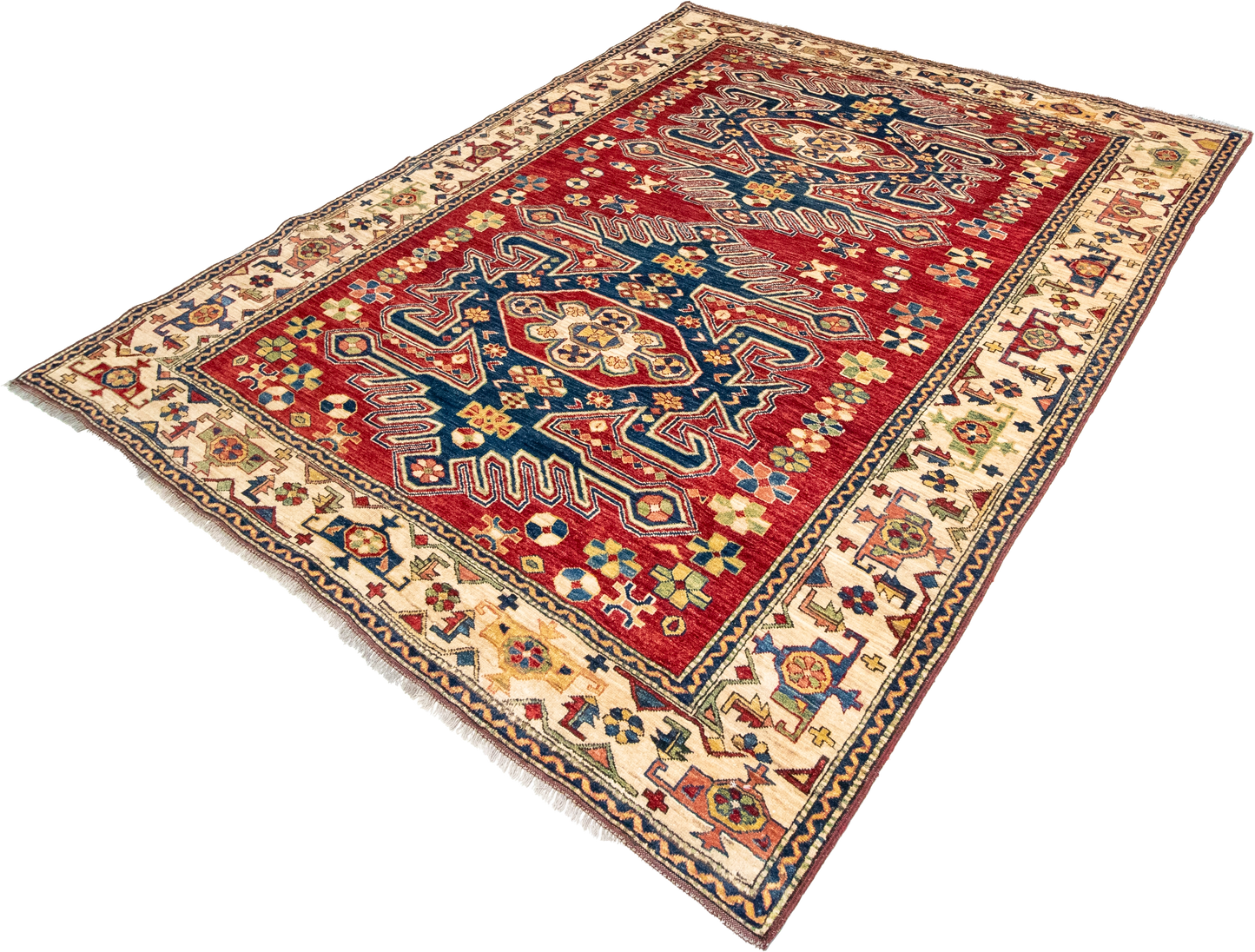 W 6.2 L 7.8 Shirvan 100% Wool Hand-Woven Geometric Design - 21303