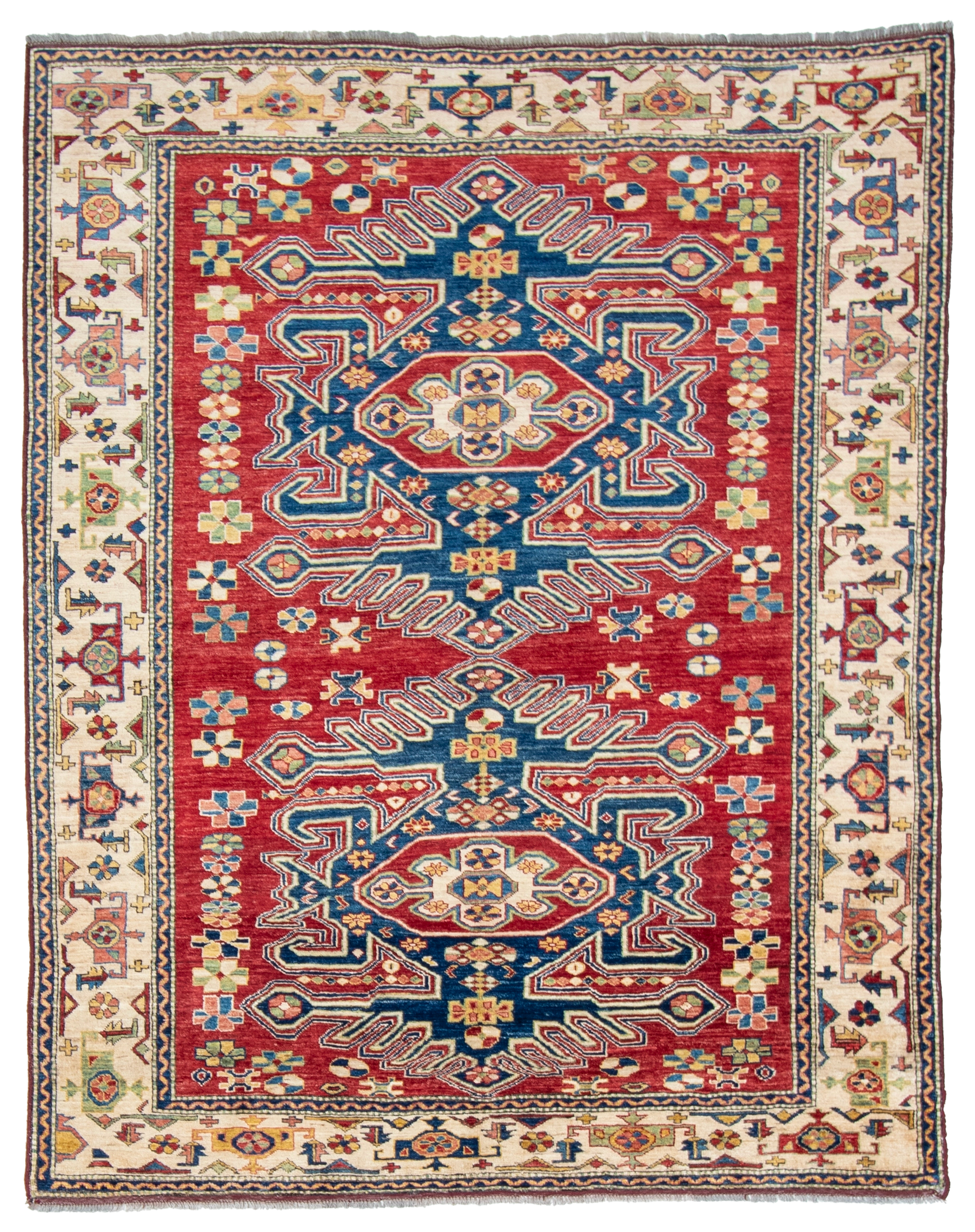 W 6.2 L 7.8 Shirvan 100% Wool Hand-Woven Geometric Design - 21303