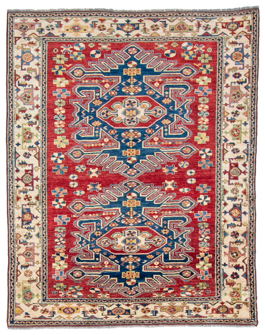 W 6.2 L 7.8 Shirvan 100% Wool Hand-Woven Geometric Design - 21303