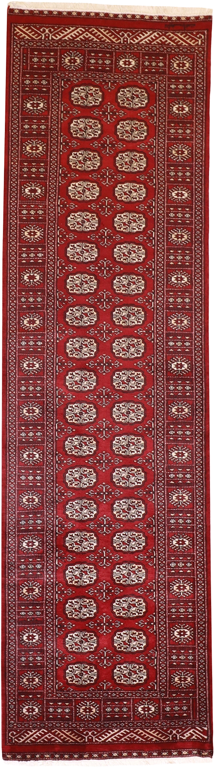W 2.8 L 9.5 Bokhara Runner 100% Wool Handmade Geometric Design - 21520