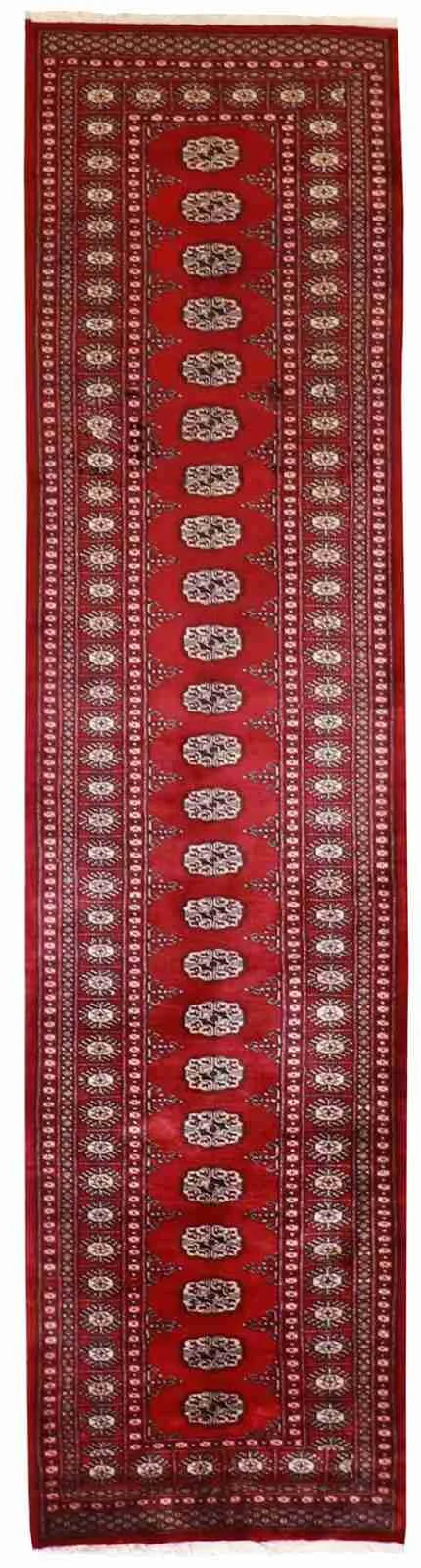 W 2.8 L 10.5 Bokhara Runner 100% Wool Hand-Woven All-Over Design - 21594