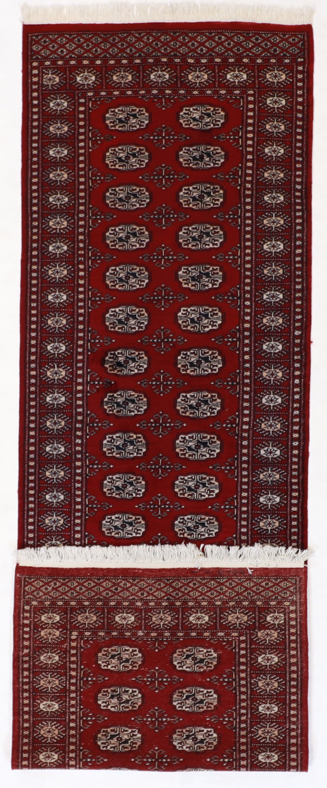 W 2.7 L 8.8 Bakhara Runner 100% Wool Handmade Pakistan All Over Design - 21603