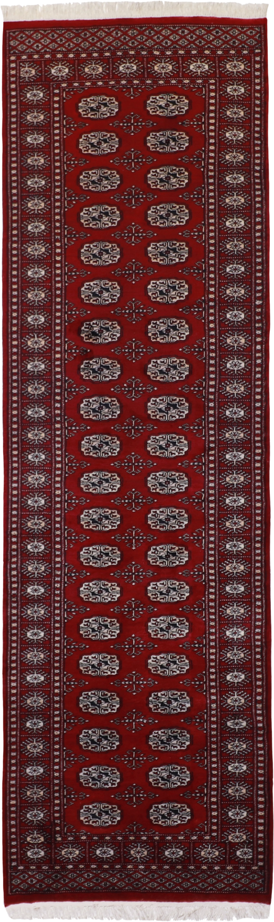 W 2.7 L 8.8 Bokhara Runner 100% Wool Hand-Woven All-Over Design - 21603