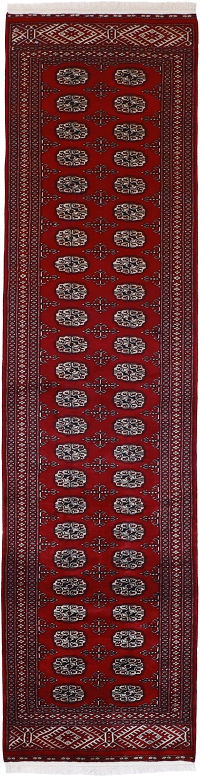 W 2.7 L 10.5 Bokhara Runner 100% Wool Handmade Geometric Design - 21644