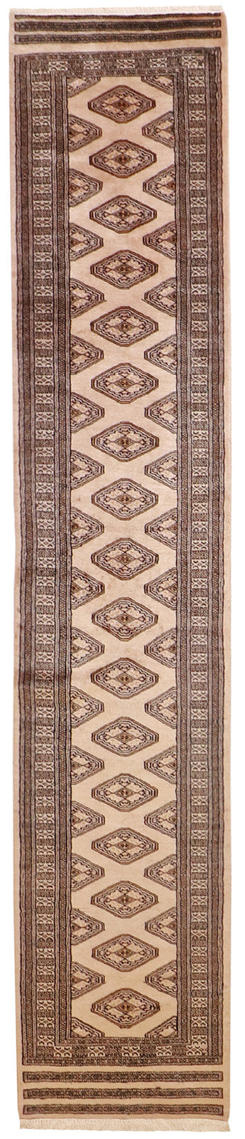 W 2.1 L 10.5 Kashmiri Runner 100% Wool Handmade Pakistan Geometric Design - 21677