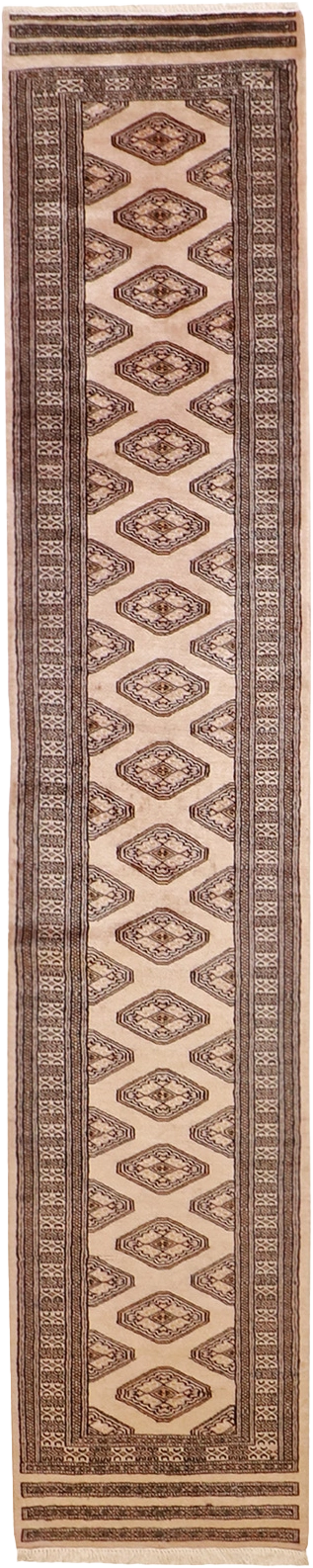 W 2.1 L 10.5 Kashmiri Runner 100% Wool Hand-Woven Geometric Design - 21677