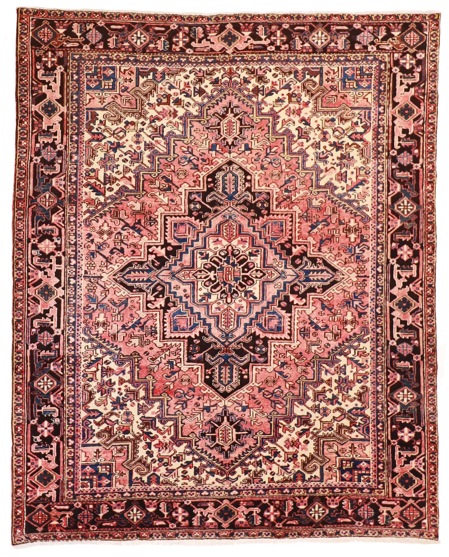 W 7.11 L 9.9 Heriz S. Antique 100% Wool Hand-Woven Medallion Design - 21888